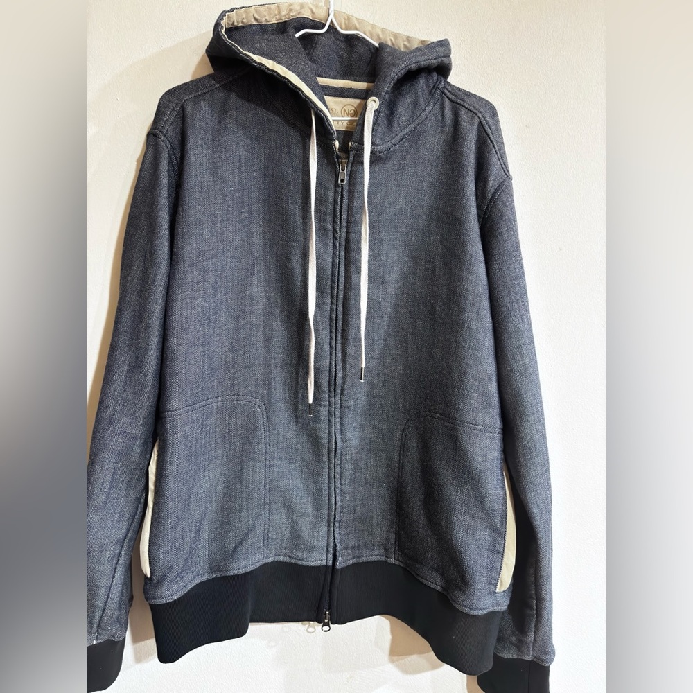 Nifty Genius Blue Zip-Up Hoodie with Cream Drawstrings